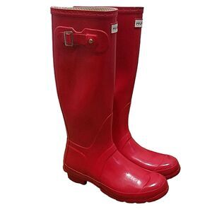 Hunter Original Tall Gloss Red Rain boots 23616 Women's 6M